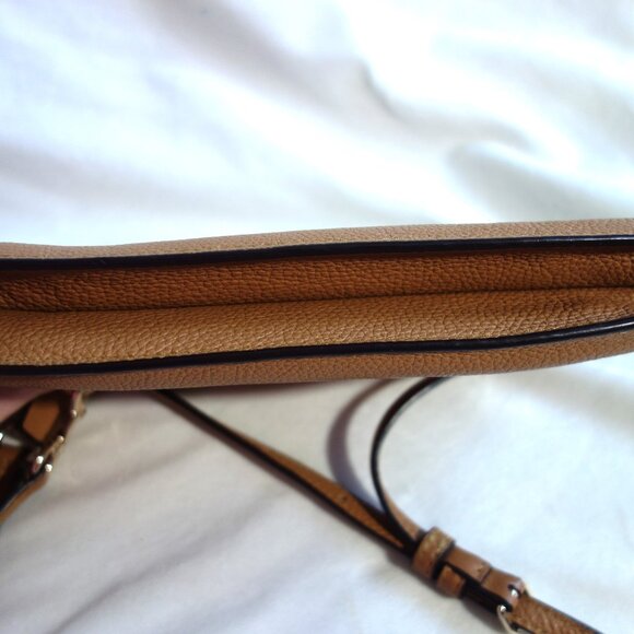 COACH Lyla Double Gusset leather convertible crossbody Saddle Tan brass tone hdw - Picture 3 of 9